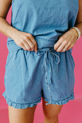 Freya Ruffle Hem Denim Shorts