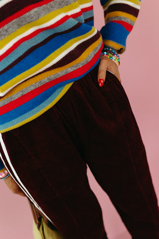 Riley Corduroy Track Pants in Merlot