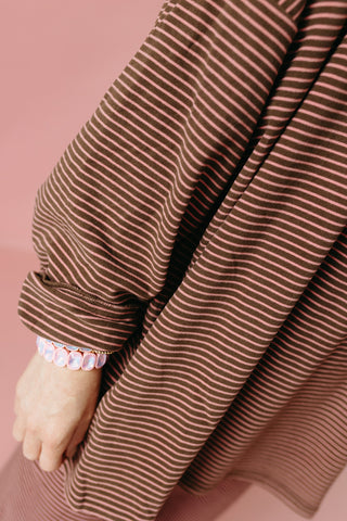 Nyah Striped Tunic Top in Brown/Pink