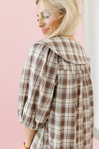 Racquel Plaid Collar Mini Dress