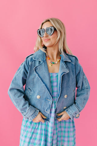 Paula Cropped Trench Denim Jacket