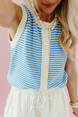 Nia Stripe Button Up Sweater Vest