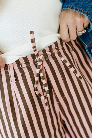Lennon Striped Wide Leg Pants in Mauve/CoCo