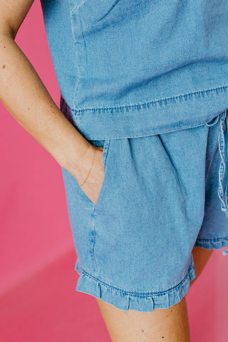 Freya Ruffle Hem Denim Shorts