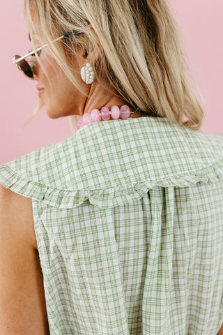 Mary Ann Checkered Pilgrim Collar Top