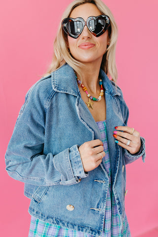Paula Cropped Trench Denim Jacket