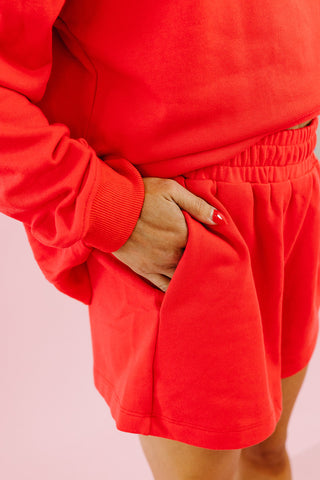 Kerri Mock Neck + Shorts Set in Chili
