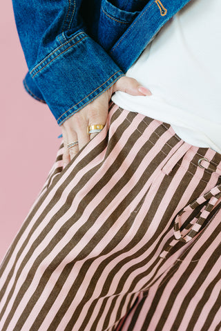 Lennon Striped Wide Leg Pants in Mauve/CoCo