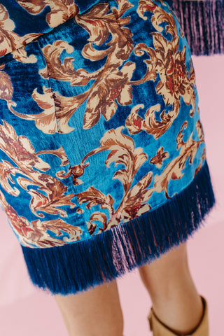 Sloane Velvet Fringe Mini Skirt