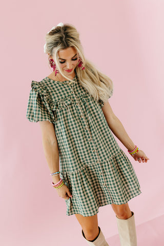 Willa Gingham Ruffle Mini Dress