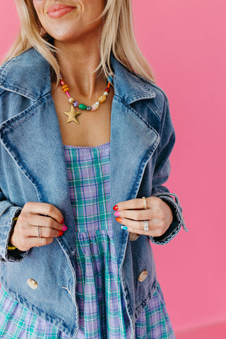 Paula Cropped Trench Denim Jacket