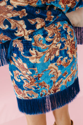 Sloane Velvet Fringe Mini Skirt
