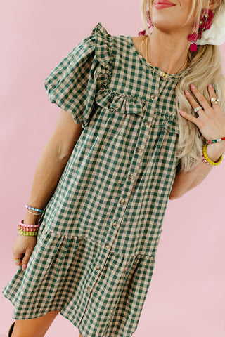 Willa Gingham Ruffle Mini Dress