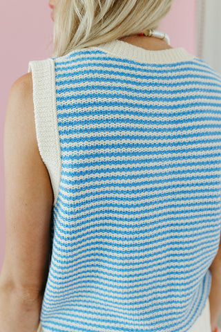 Nia Stripe Button Up Sweater Vest