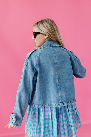 Paula Cropped Trench Denim Jacket