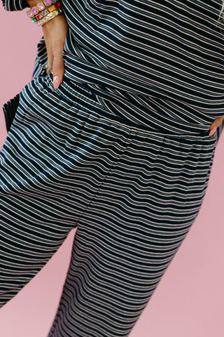 Paisley Multi Stripe Knit Pants in Navy