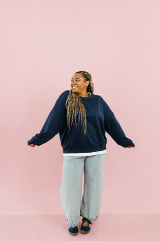 Marisol Layered Sweatshirt in Navy