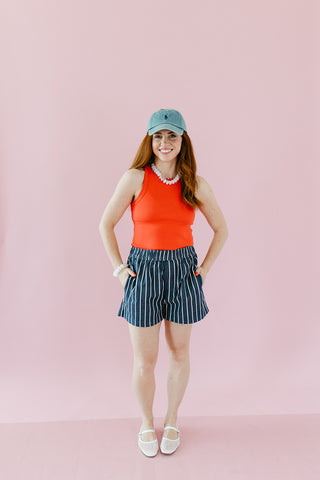 Dylan Stripe Denim Shorts In Denim