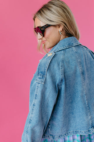 Paula Cropped Trench Denim Jacket