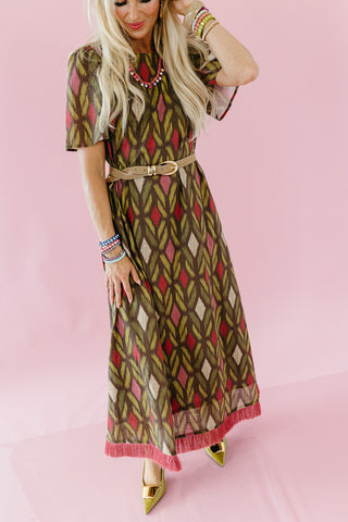 Tilly Printed Maxi Dress in Chocolate