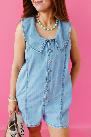 Nola Denim Collared Romper