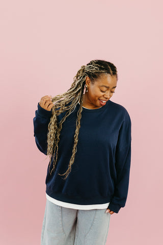 Marisol Layered Sweatshirt in Navy