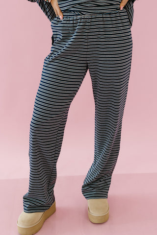 Paisley Multi Stripe Knit Pants in Navy