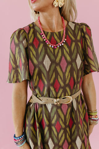 Tilly Printed Maxi Dress in Chocolate