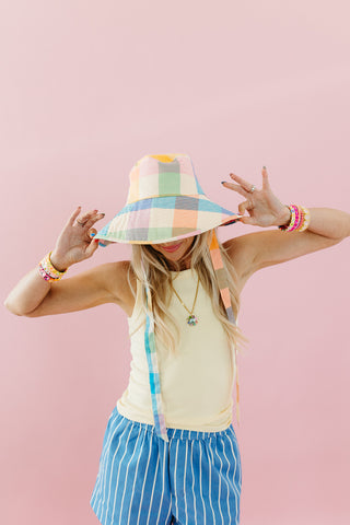 Rainbow Plaid Beachy Bucket Hat