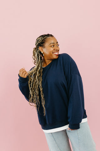 Marisol Layered Sweatshirt in Navy