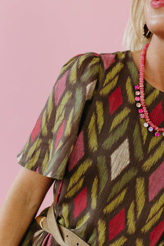 Tilly Printed Maxi Dress in Chocolate