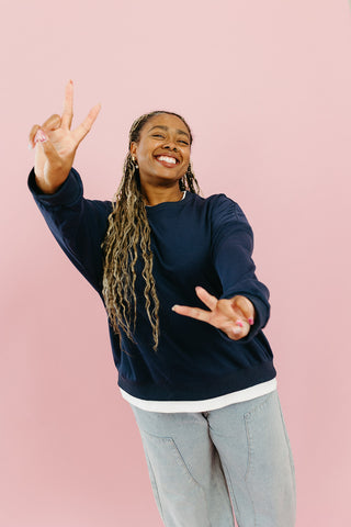 Marisol Layered Sweatshirt in Navy