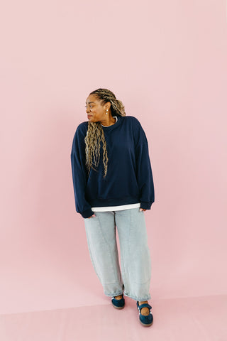 Marisol Layered Sweatshirt in Navy