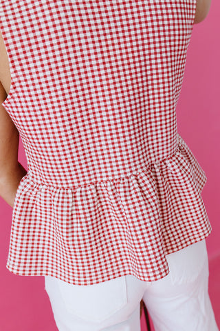 Alexandria Gingham Peplum Top