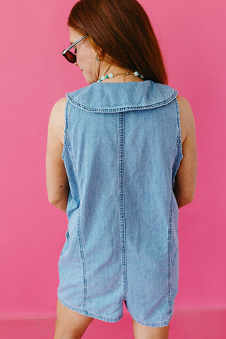 Nola Denim Collared Romper