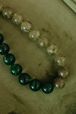 Chunky Beaded Necklace in Green/Olive