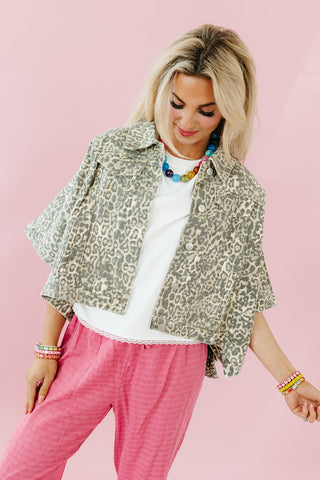 Kit Denim Cape Jacket in Leopard