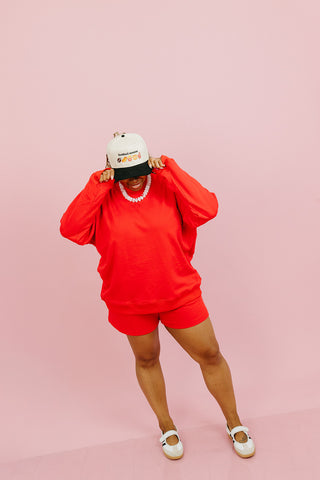 Kerri Mock Neck + Shorts Set in Chili