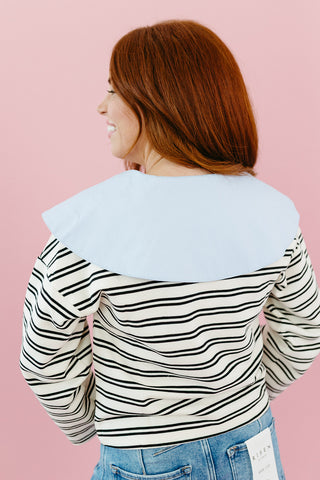 Harlenn Oversized Collar Polo Shirt in White