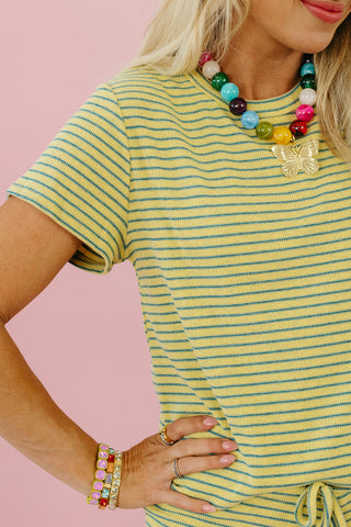 Maren Brushed Stripe Top in Yellow