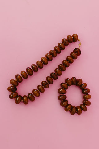 Sugar Beads Necklace/Bracelet Set in Brown