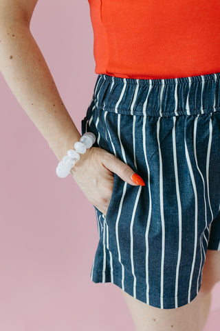 Dylan Stripe Denim Shorts In Denim