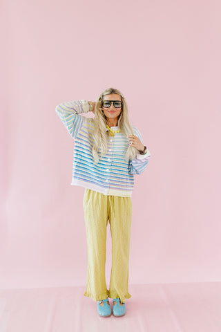Bowen Button Cardigan in Lime Mix