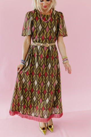 Tilly Printed Maxi Dress in Chocolate