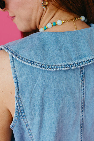 Nola Denim Collared Romper