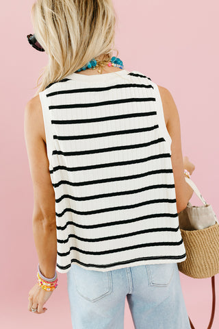 Arden Stripe Knit Tank in Cream/Black