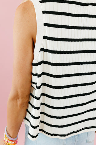 Arden Stripe Knit Tank in Cream/Black