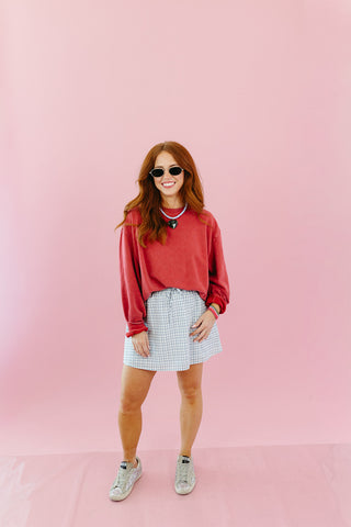 Hilda Soft Touch Crewneck Sweatshirt in Dark Red