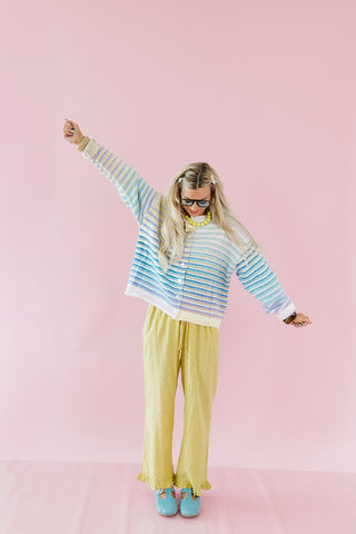 Bowen Button Cardigan in Lime Mix