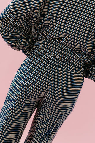Paisley Multi Stripe Knit Pants in Navy